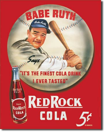 Babe Ruth / Red Rock Cola Metal Tin Sign - 149