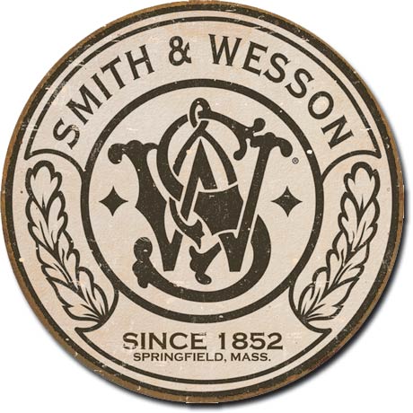 Smith & Wesson 11.75" Round Metal Aluminum Sign - 1608