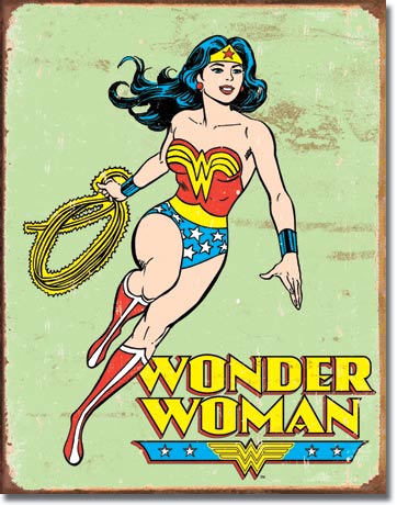 Wonder Woman Retro 12.5" x 16" Distressed Metal Tin Sign - 1642