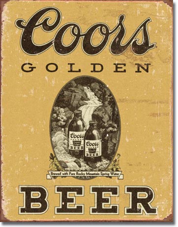 COORS Golden Vintage 12.5" x 16"  Metal Tin Sign - 1648