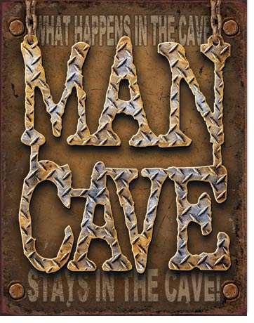 Man Cave - Diamond Plate 12.5" x 16" Metal Tin Sign - 1701
