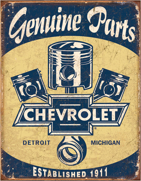 Chevrolet Genuine Parts - Pistons 12.5" x 16" Distressed Metal Tin Sign - 1722