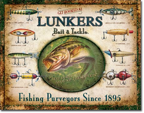 Lunker's Lures 12.5" x 16" Metal Tin Sign - 1757