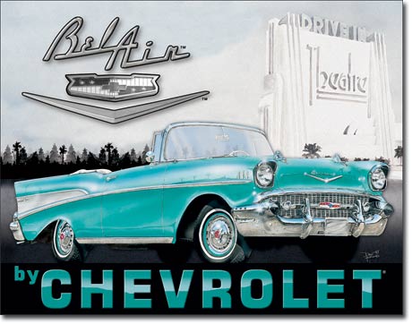 1957 Chevy Bel Air Metal Tin Sign - 16" x  12.5"