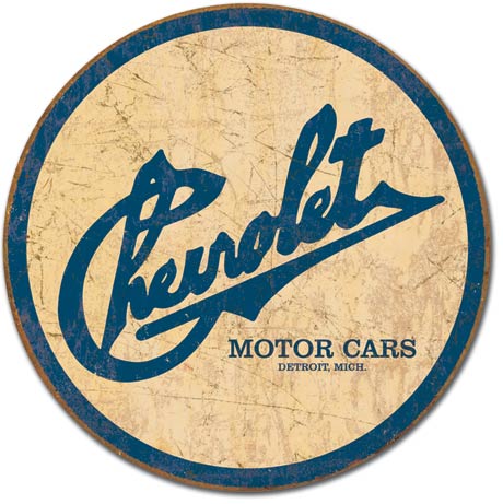 Chevy Historic Logo Metal Tin Sign - 11.75" Diameter