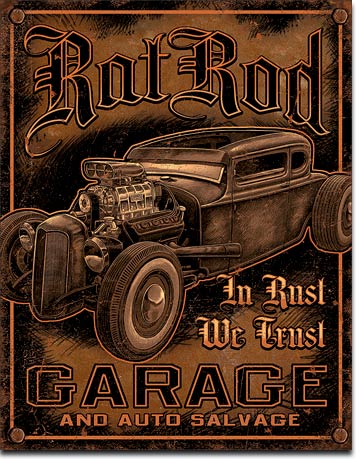 Rat Rod Garage 12.5" x 16" Metal Tin Sign - 1895