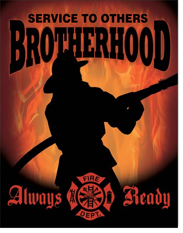 Firemen - Brotherhood 12.5" x 16" Metal Tin Sign - 1901