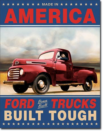 Ford Trucks Built Tough 12.5" x 16" Metal Tin Sign - 1909