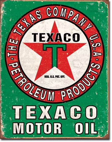 Texaco Oil Weathered 12.5" x 16" Metal Tin Sign - 1927