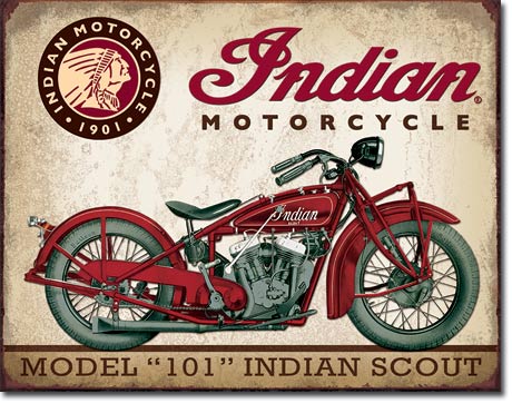 Indian Scout 16" x 12.5" Metal Tin Sign - 1933