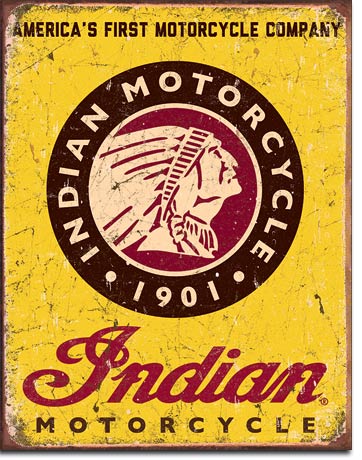 Indian Motorcycles Since 1901 12.5" x 16" Distressed Metal Tin Sign - 1934