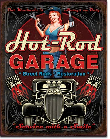 Hot Rod Garage - Pistons 12.5" x 16" Metal Tin Sign - 1990
