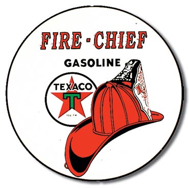 Texaco / Fire Chief Gasoline 11.75" Round Metal Aluminum Sign - 204