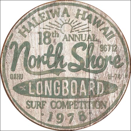 North Shore Surf 11.75" Round Metal Tin Sign - 2054
