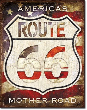 Route 66 - America's Road 12.5" x 16" Metal Tin Sign - 2104