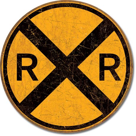 Railroad Crossing 11.75" Round  Metal Aluminum Sign - 2120