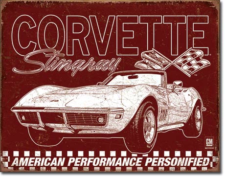 Corvette - 69 StingRay 16" x 12.5" Metal Tin Sign - 2138