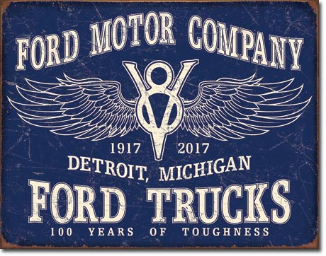 Ford Trucks - 100 Years 16" x 12.5" Metal Tin Sign - 2245
