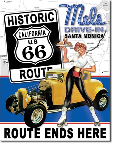 Mel's Diner - Route 66 12.5" x 16" Metal Tin Sign - 2289