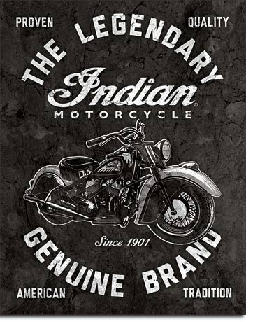 Indian Motorcycles - Legendary 12.5" x 16" Metal Tin Sign - 2300