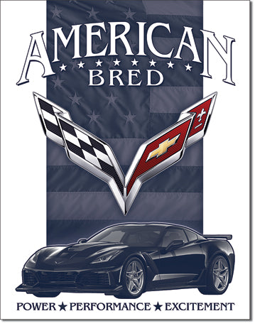 Corvette - American Bred 12.5" x 16" Metal Tin Sign - 2369