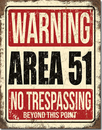Area 51 Distressed Metal Tin Sign Large - 2375
