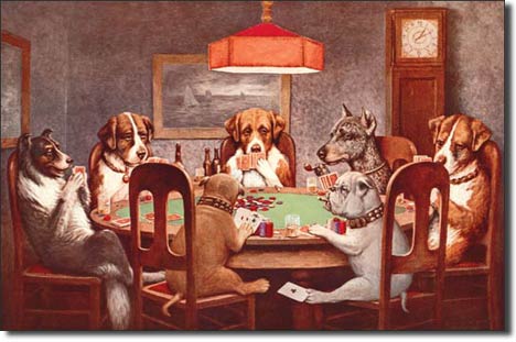 7 Dogs Playing Poker Metal Tin Sign - 498