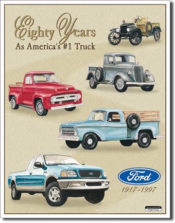 Ford Trucks - 80 YR Tribute 12.5" x 16" Metal Tin Sign - 712