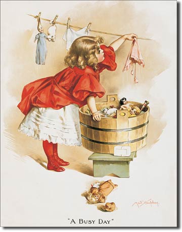 Ivory Soap Girl Washing 12.5" x 16" Metal Tin Sign - Classic marquee charm, made in the USA. Durable, textured, and easy to install."