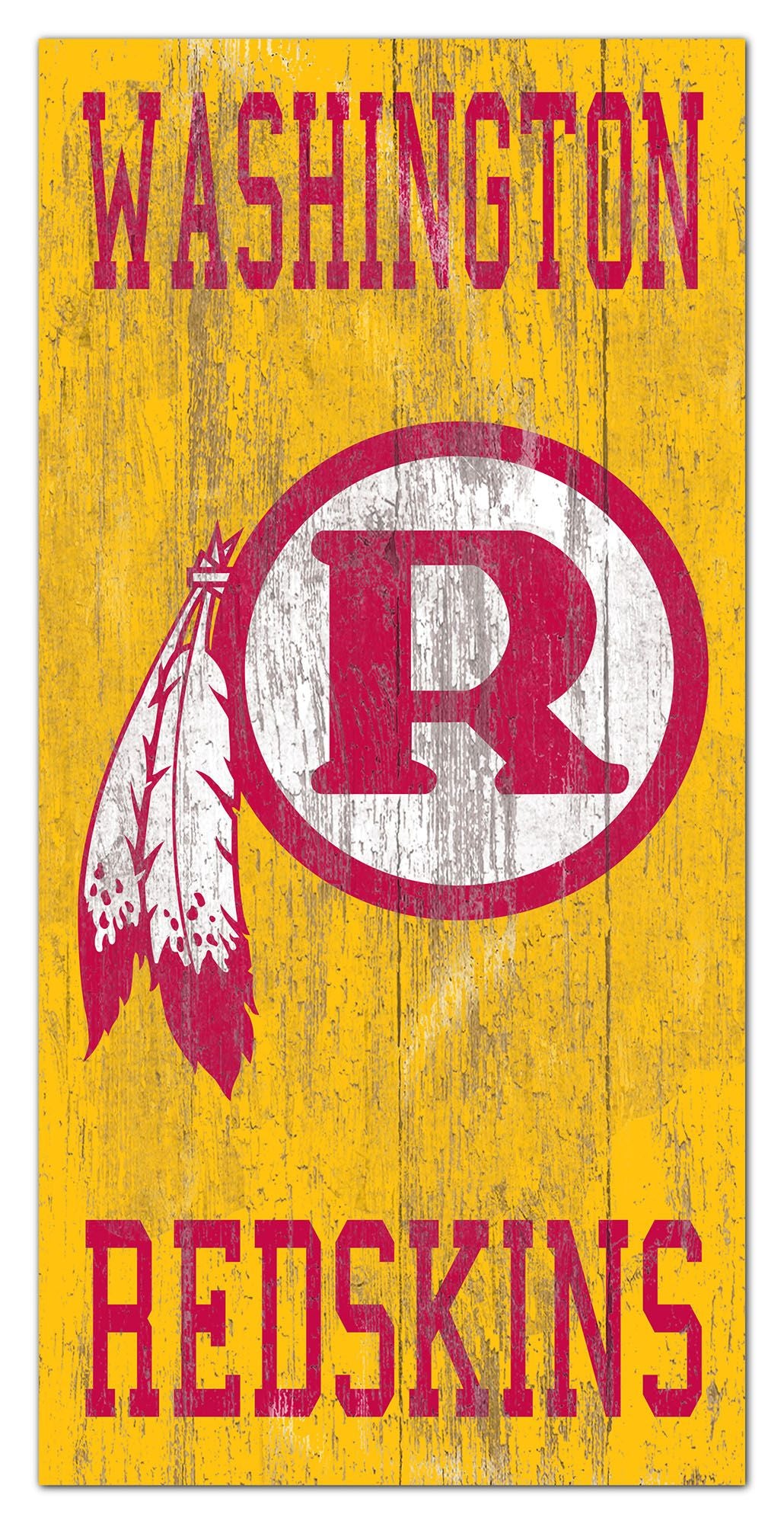 Washington Commanders Heritage Logo w/ Team Name 6" x 12" Distressed Sign by Fan Creations