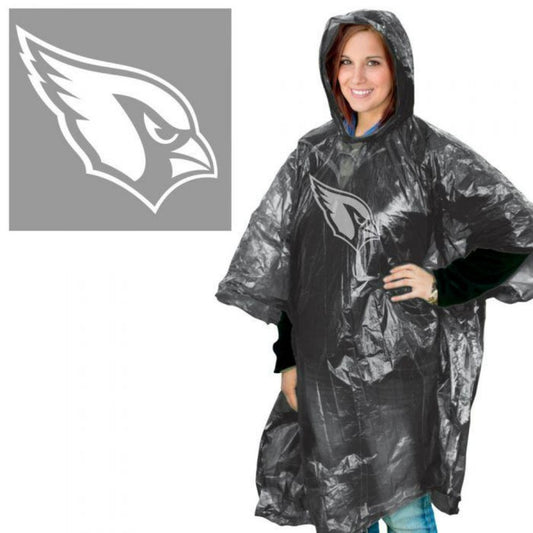Stay dry in style with the Arizona Cardinals NFL Rain Poncho, featuring the team logo and a lightweight, durable design.