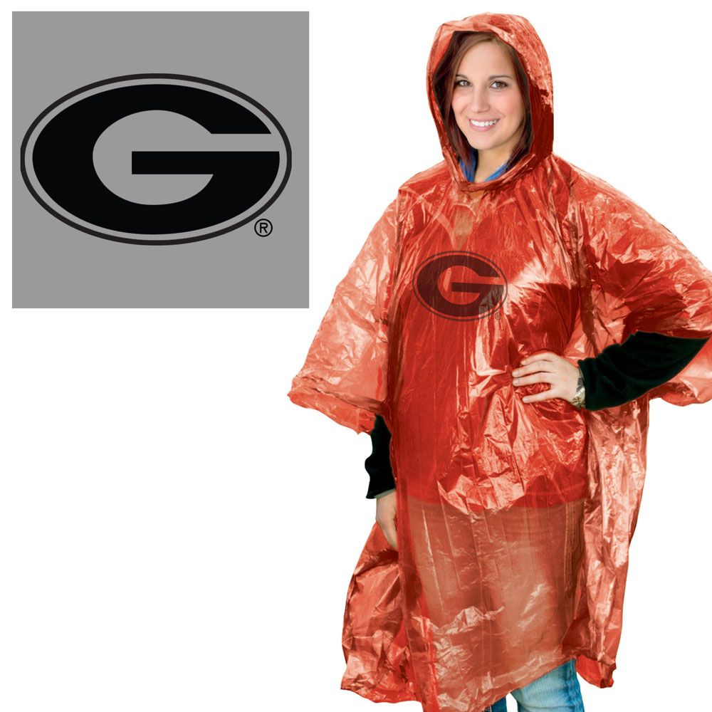 Georgia Bulldogs NCAA Rain Poncho with team logo, lightweight, pull-over design, and officially licensed. Ideal for game days and rainy weather.