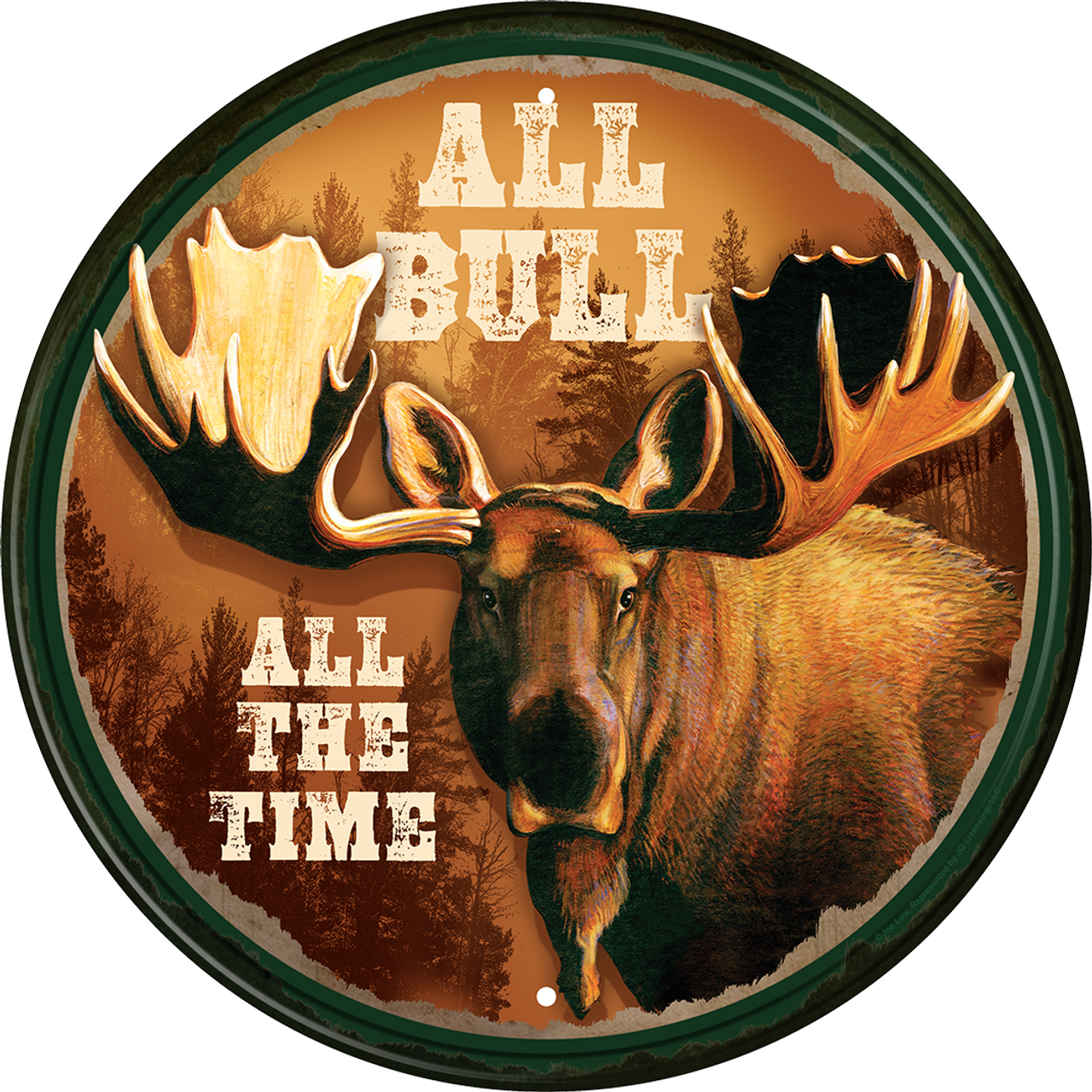 All Bull Round 11.75" Round Distressed Metal Aluminum Sign - 2628