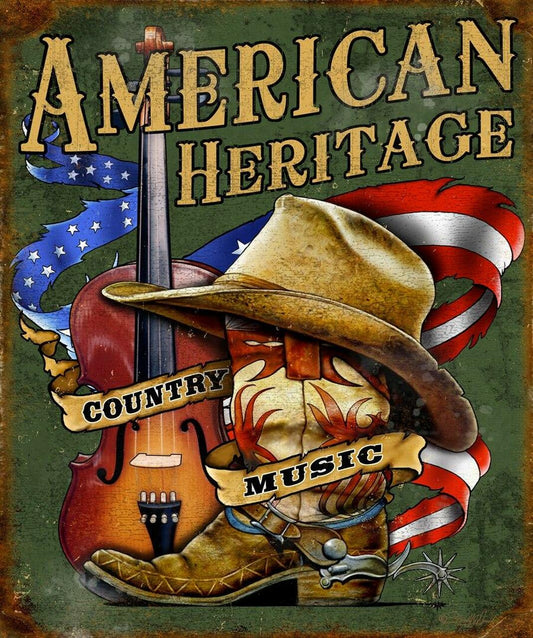 American Country 12.5" x 16" Distressed Metal Tin Sign - 2456
