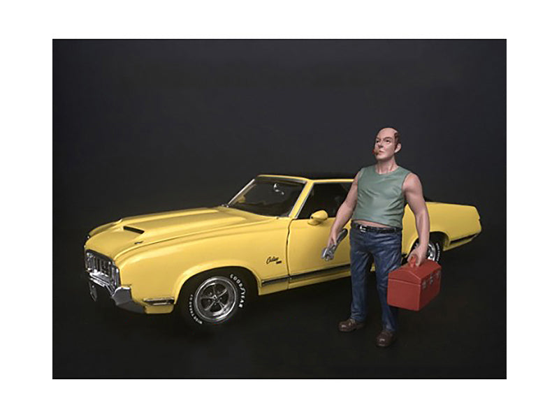 American Diorama Sam with Tool Box Figurine for 1/18 scale diecast car models and dioramas – car not included.