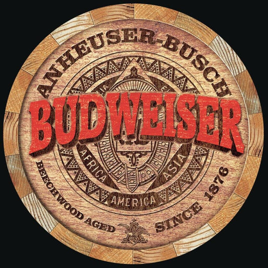 Budweiser Barrel End 11.75" Round Metal Aluminum Sign - 2165