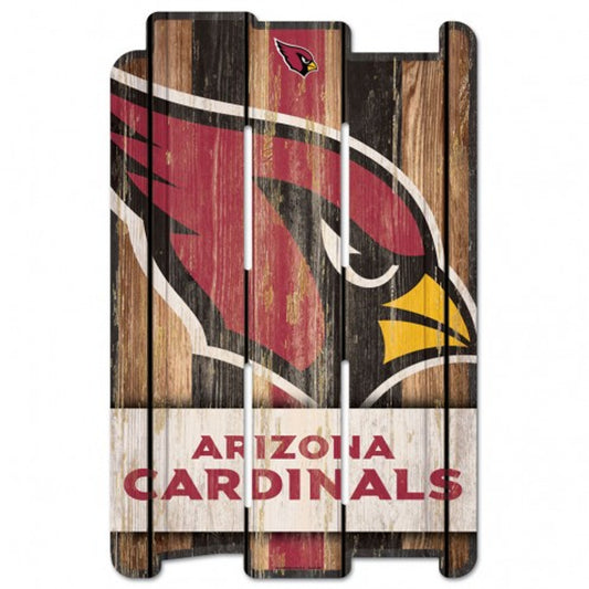 Arizona Cardinals wood fence sign with official team graphics and matte finish, made in the USA by Wincraft