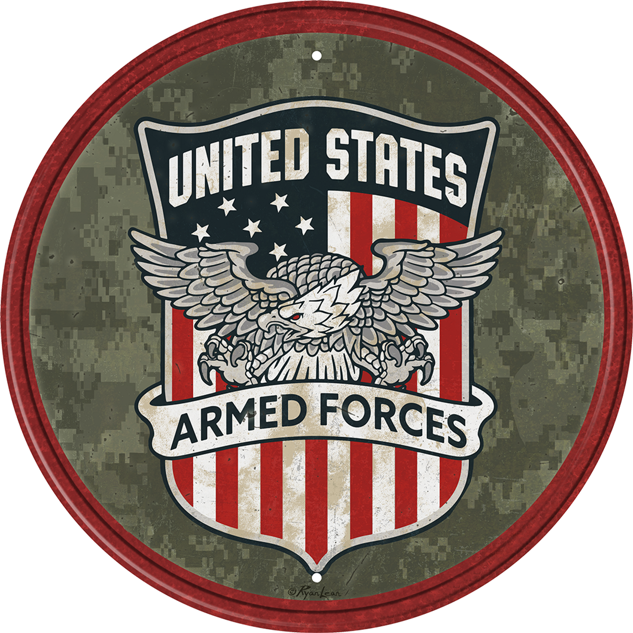 United States Armed Forces 11.75" Round Metal Tin Sign - 2626