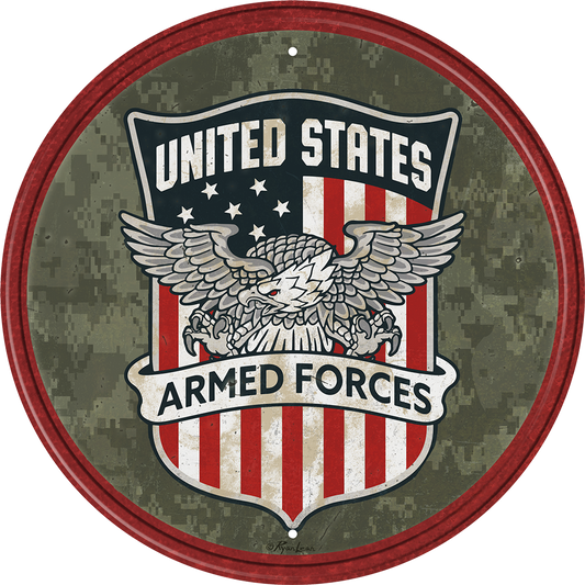 United States Armed Forces 11.75" Round Metal Tin Sign - 2626