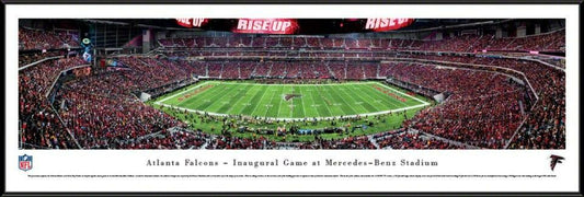 Atlanta Falcons panoramic photo of inaugural game at Mercedes-Benz Stadium, framed NFL stadium print by Blakeway Panoramas