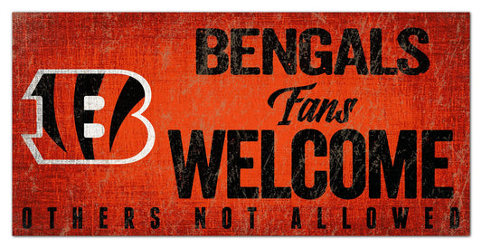 Cincinnati Bengals Fans Welcome 6" x 12"  Sign by Fan Creations