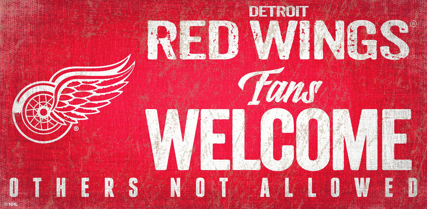 Detroit Red Wings Fans Welcome 6" x 12" Sign by Fan Creations