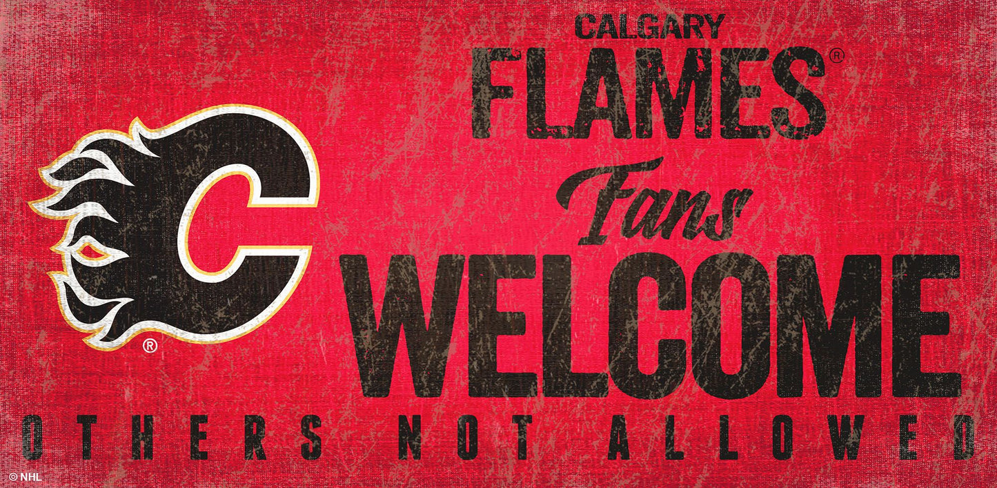 Calgary Flames Fans Welcome 6" x 12" Sign by Fan Creations