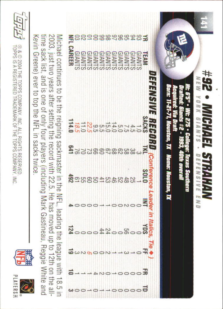 2004 Topps #141 Michael Strahan - Football Card
