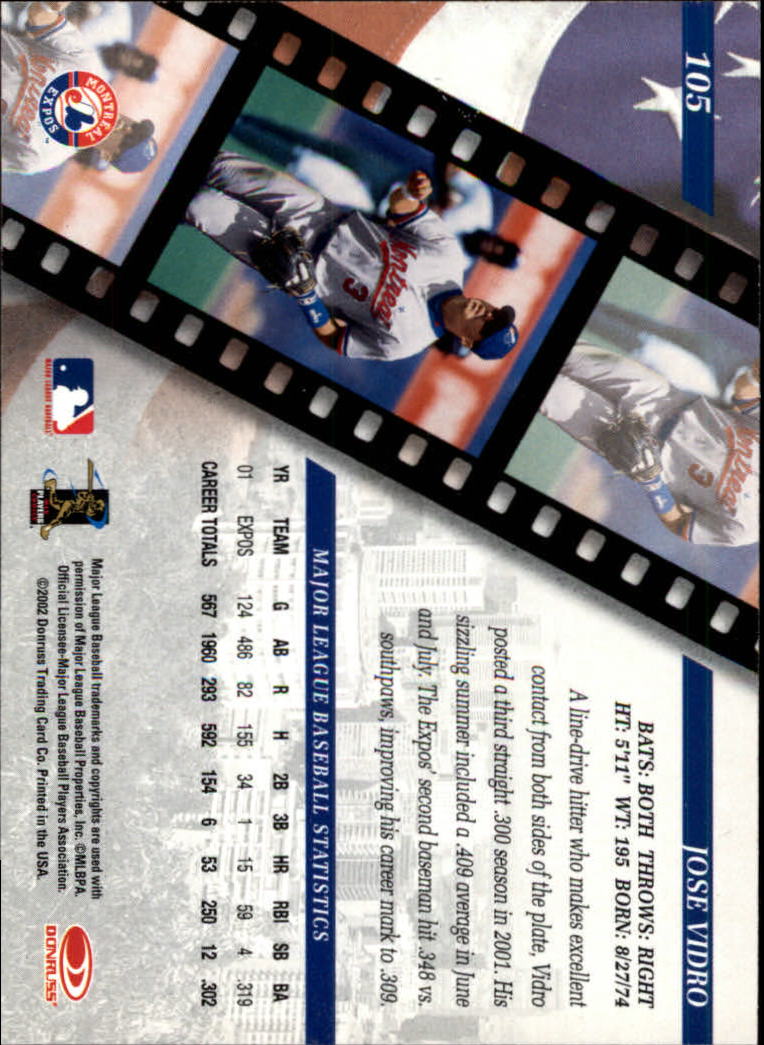 2002 Studio #105 Jose Vidro - Baseball Card NM-MT