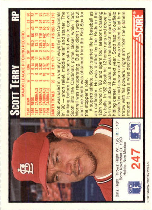 1991 Score #247 Scott Terry - Baseball Card NM-MT