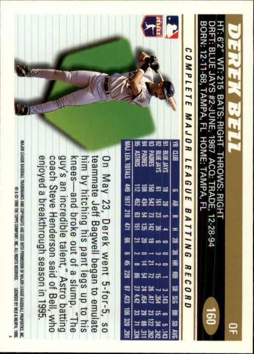 1996 Topps #160 Derek Bell - Baseball Card NM-MT