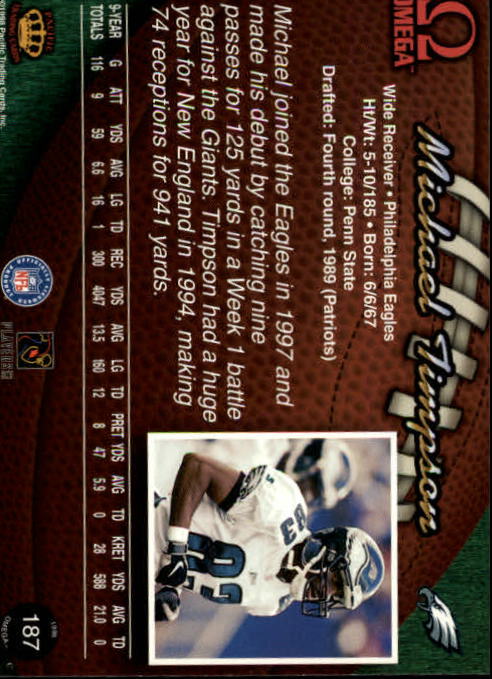 1998 Pacific Omega #187 Michael Timpson - Football Card