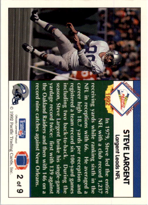 1992 Pacific Steve Largent #2 Steve Largent/Largent Leads NFL - Football Card
