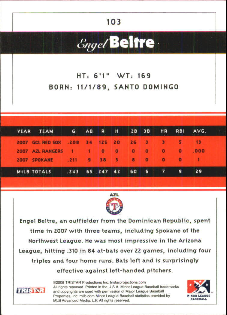 2008 TRISTAR PROjections #103 Engel Beltre - Baseball Card
